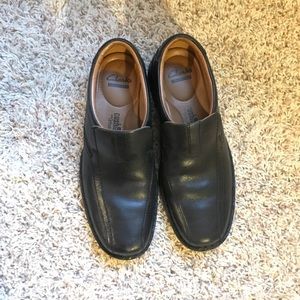 Clarks Men Escalade Step Black Leather Sz 8 Shoe